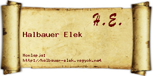 Halbauer Elek névjegykártya
